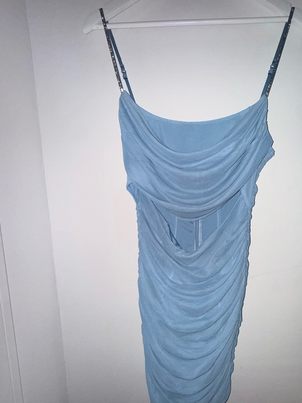 Oh Polly Blue Ruched Mini Dress